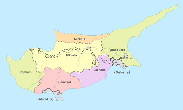 Карта административного деления Кипра